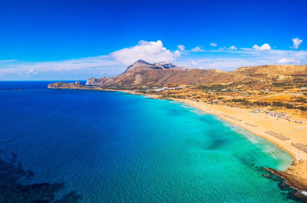 aerial,shot,of,beautiful,turquoise,beach,falasarna,(falassarna),in,crete,